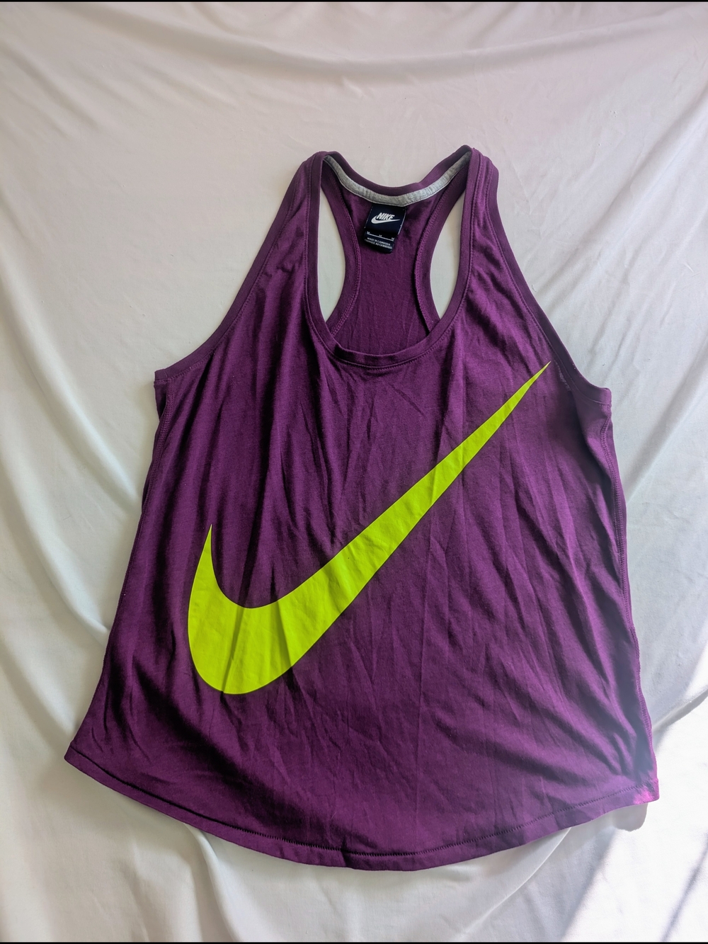 Nike Purple Racerback Tank with Neon Swoosh